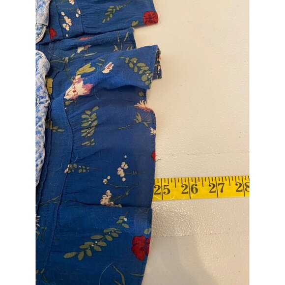 Vintage Paris Blues Denim Vest Plaid Collar & Floral Hem Large - Picture 5 of 8